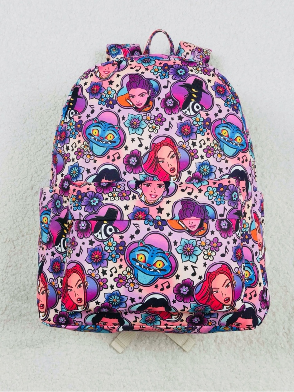 Kids Pink K POP Character Print Backpack - FULL SIZE